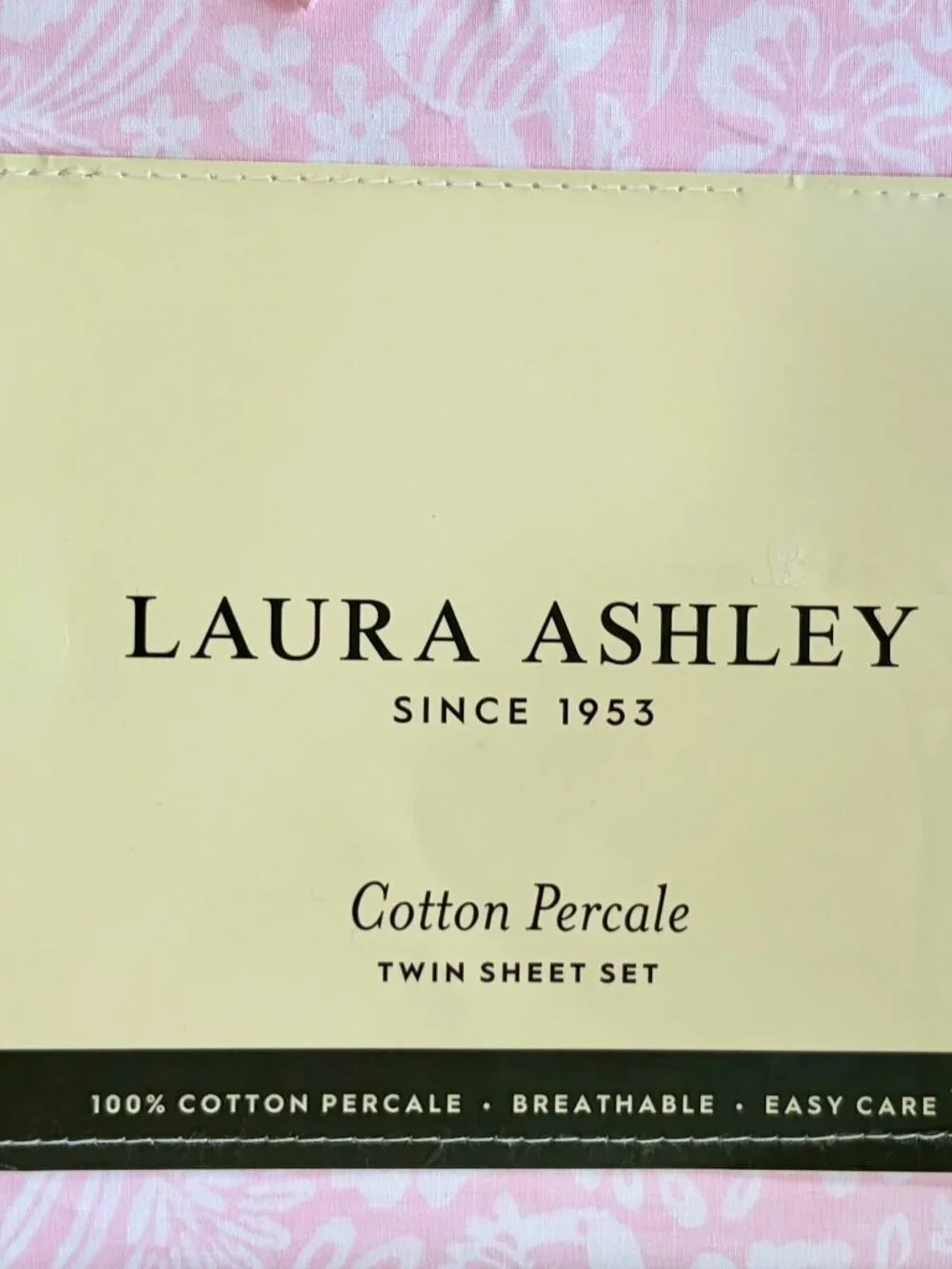 NEW Laura Ashley Twin Size POOL FROLIC - PINK Sheet Set 100% Percale Cotton